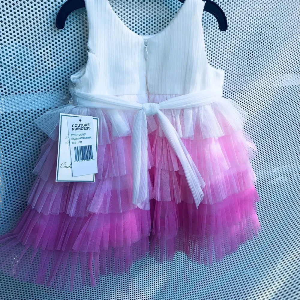 COUTURE PRINCESS Pink Ombre Tulle Tiered Girls Costume Dress - Brand New w/Tags!